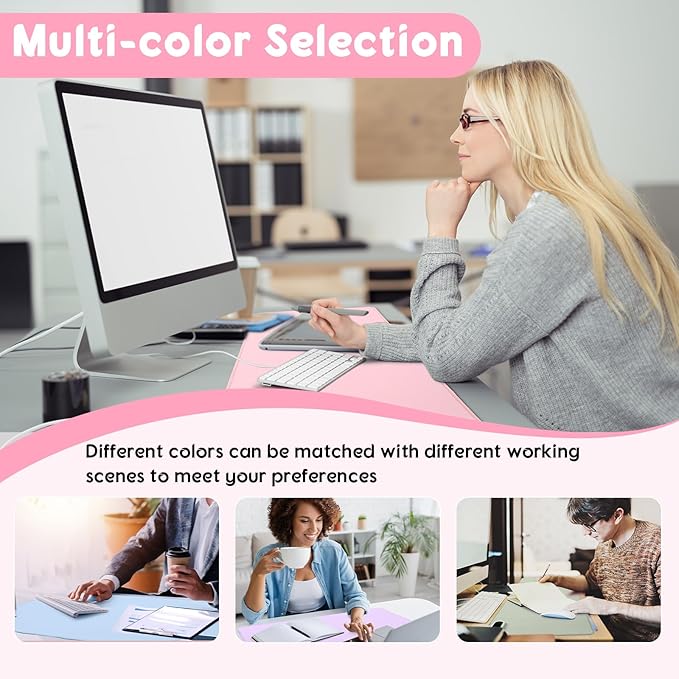 Konohan Heated Desk Pad Warm Mouse Pad, 5 Heating Level & 4 Hour Auto Shut-Off, PU Leather Warm Mouse Mat Heating Keyboard Gaming Mice Warmer Mat Only Supports 110v(Pink Color,31.5" X 13")