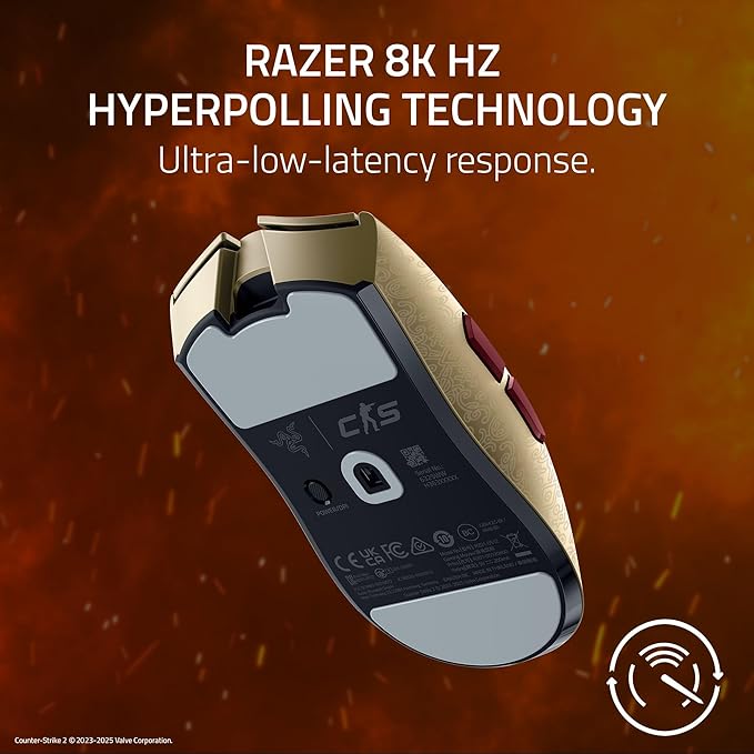 Razer Viper V3 Pro Wireless Esports Gaming Mouse: Symmetrical - 54g - 8K Polling - 35K DPI Optical Sensor - Gen3 Optical Switches - 8 Programmable Controls - 95 Hr Battery - Counter-Strike 2 Edition