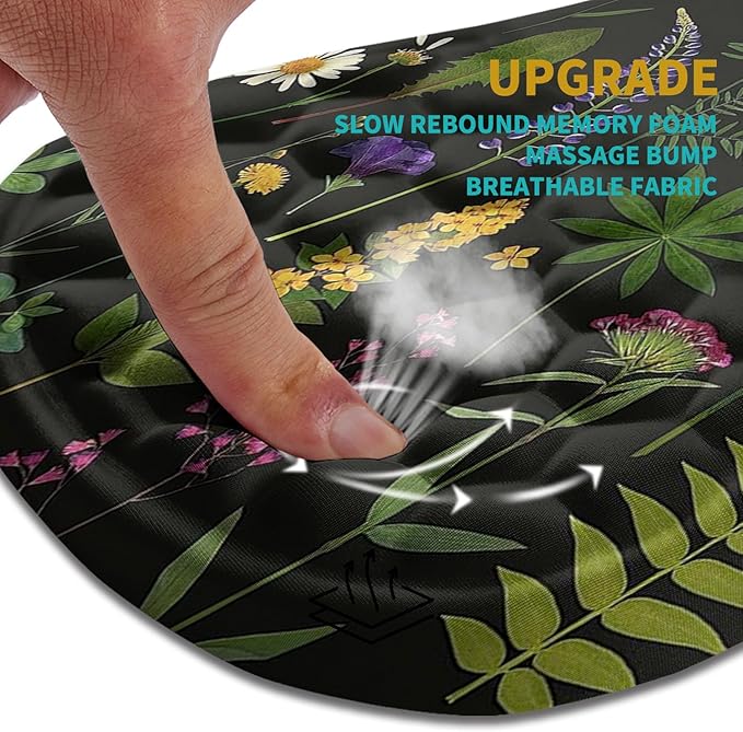 Hokafenle Ergonomic Mouse Pad Wrist Support, Wrist Rest Mousepad for Carpal Tunnel with Integrated Memory Foam Slope Massage Bulge (11.8x7.9 inch,Flowers)