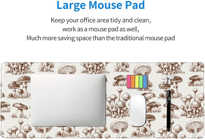 Aesthetics Mushroom Mouse Pad Extended Large Gaming Mousepad XL Big Long Oversized Desk Mat Stitched Edges 31.5 X 11.8 Inch for Home Office Black37
