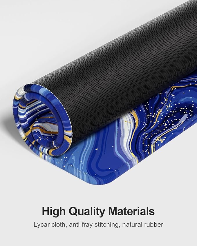 Auhoahsil Large Mouse Pad with Wrist Rests for Keyboard & Mouse, Thick Soft Ergonomic Memory Foam Wrist Supports, Big & Long Desk Mat 35.5 x 15.7 in, for Office Gaming Computer, Navy Marble