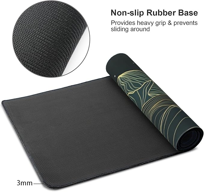 Large Gaming Mouse Pad Golden Mountain Line Moon Mouse Pad with Stitched Edges & Nonslip Rubber Base Extended XXL Long Mousepad Big Desk Mat for Company Office Work, 35.4 x 15.7 in