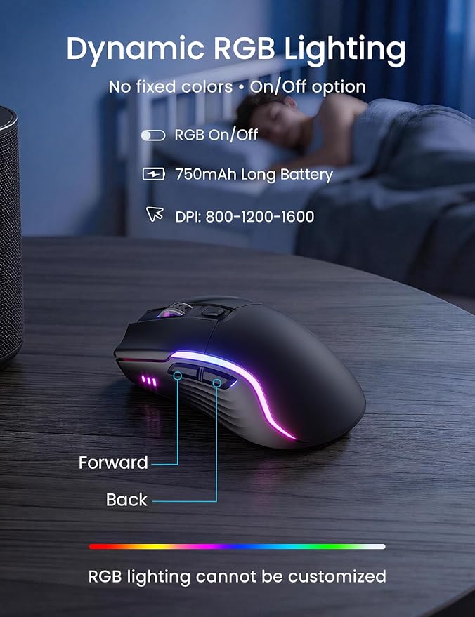 Wireless Keyboard and Mouse Combo,SABLUTE KM25Pro Rechargeable Backlit Ergonomic Keyboard with 4000mAh Battery, Wrist Rest and Phone Holder, Quiet for PC/Mac/Laptop/Windows/Chrome OS