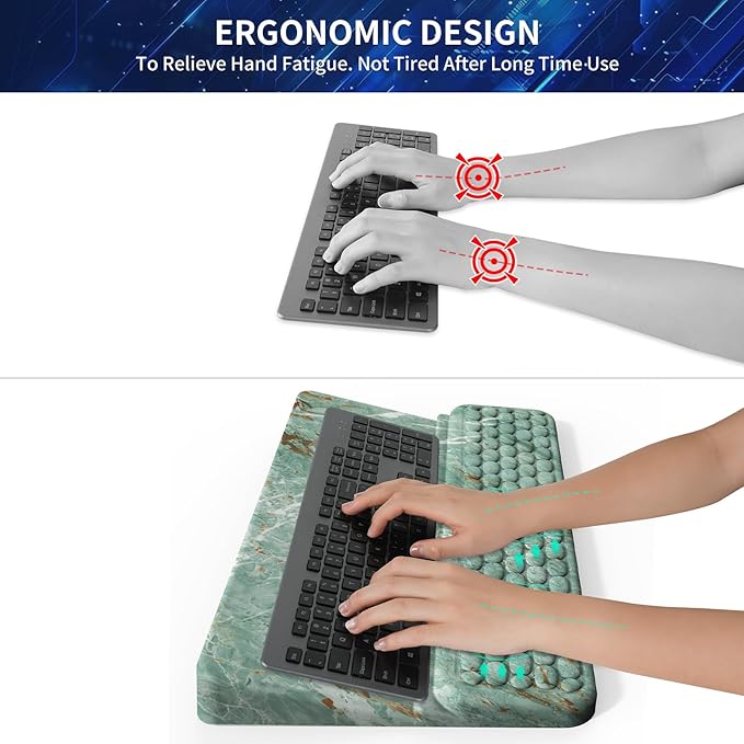 Keyboard Stand for Desktop, Keyboards Wrist Rest, Ergonomic Keyboards Holder for Easy Typing Working, Wrist pad for Keyboards with Comfortable Wrist Rest for Keyboard Marble Green