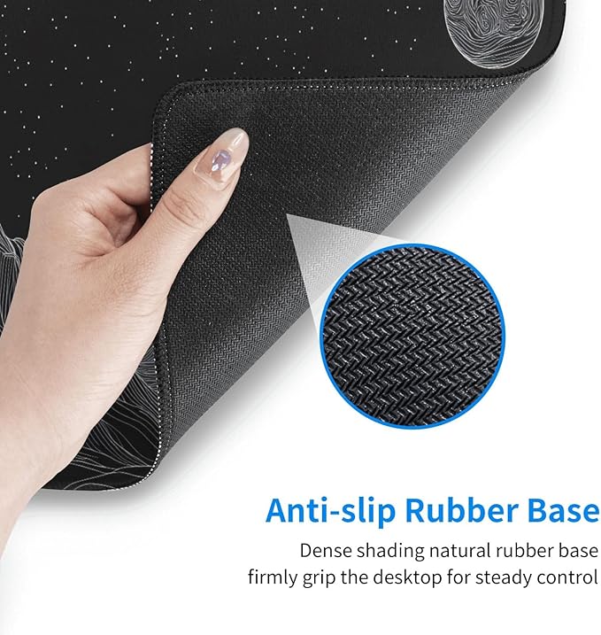 AQQA Black Gaming Mouse Pad (31.5x15.7 in), XL Large Mouse Mat Long Desk Pad with Non-Slip Rubbe Stitched Edges, Keyboard Mousepad for Work, Game, Office, Home (Mountain)