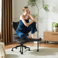 Ergonomic Cross Legged Chair, 360° Swivel Meditation Chair with Wheels, Height Adjustable Seat for ADHD, Strong Lumbar Support, Chic Home Office Furniture, PU Leather, Black