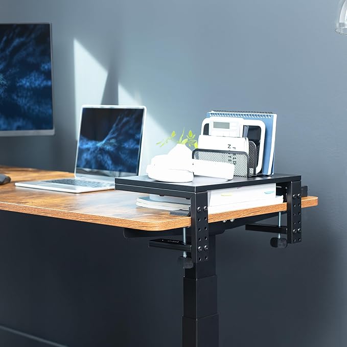 VIVO Clamp-on 15 inch Desk Extension Shelf for Gaming Devices, Ergonomic Computer Monitor and Laptop Riser, Printer Stand, Versatile with Freestanding Feet Included, Desktop Organizer, DESK-SHELF15B