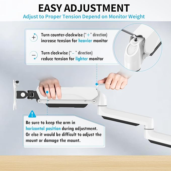 MOUNTUP Triple Monitor Stand Mount - 3 Monitors Desk Mount for Computer Screens Up to 27 inch, Triple Monitor Arm, Heavy Duty Monitors Stand, Each Arm Holds 4.4-19.8 lbs, White