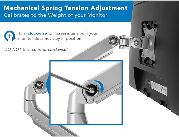 Mount-It! Single Monitor Arm Desk Mount, Mechanical Spring Height Adjustable Monitor Stand for 13–32 Inch Screens up to 17.6 lbs, VESA 75x75 & 100x100, C-Clamp & Grommet