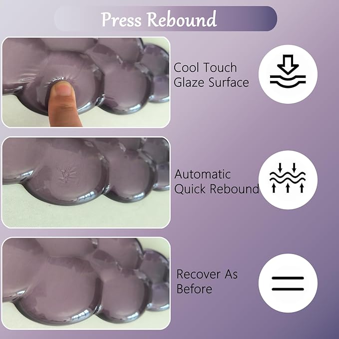 Gel Cloud Wrist Rest for Keyboard and Mouse Gradient Purple Clear Keyboard Wrist Rest Transparent Ergonomic Cute Mouse Wrist Pad Silicone Non-Slip Wrist Pad for Computer Gaming Laptop Home Office