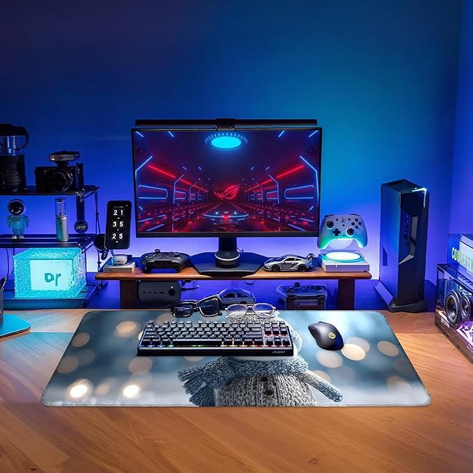 Christmas Snowman Extended Gaming Mouse Pad 31.5x11.8inches Large Desk Mat Anti-Slip Rubber Base & Durable Stitched Edges for Gamers Smooth Mouse Writing Surface for Desk Office/Home