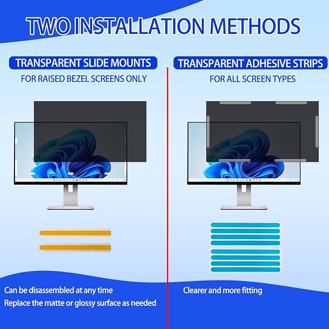 21.5 Inch Privacy Screen for Monitor with 16:9 Widescreen Monitor Blue Light Screen Protector - Anti-Glare - Anti-Scratch Protector Film for Data Confidentiality Privacy Shield [2 Pack]