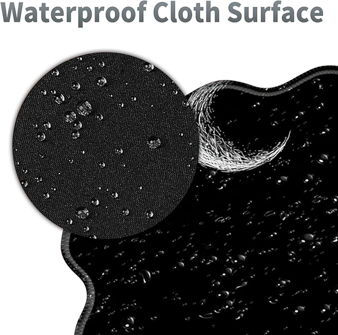 Black Cat Moon Large Gaming Mouse Pad Plus a Coaster, 31.5 x 11.8 inches Desk Mat Extended XL Mousepad with Stitched Edge Non-Slip Rubber, Desk Pad Computer Mouse Mat for Home Office