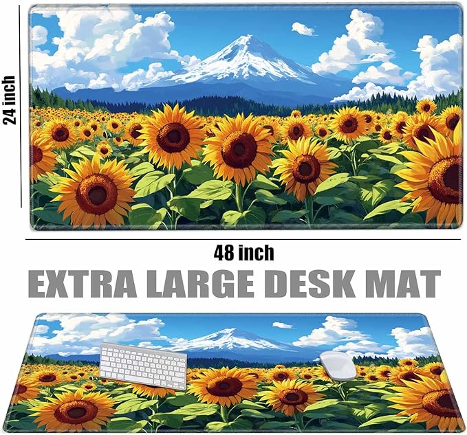 Large Mouse Pad 48x24 Desk Matt for Desktop Gaming Mousepad Sunflower Computer Mat 4XL Huge Desk Pad Oversized Giant Mouse Mat for Girl Women Office Work