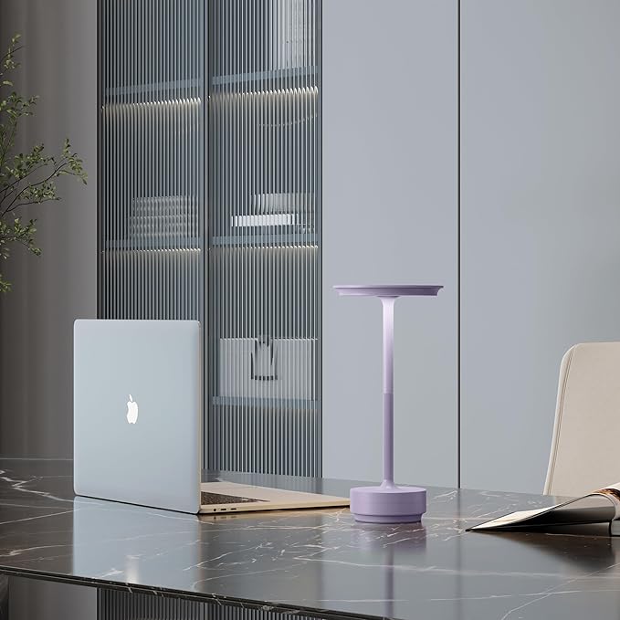 2 Pack Cordless Table Lamps Rechargeable, 5000mAh Portable LED Table Light, 3 Color Stepless Dimming Battery Powered Table Lamp, for Patio/Restaurant/Home/Outdoor.(Light Purple)