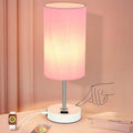 Table Lamp with USB Port - Desk Lamp Touch Lamp Bedside Lamps for Bedroom, 3 Way Dimmable Small Lamps for Living Room, Nightstand, Nursery, Dorm, Home, Office, White Base+ Pink Lampshade