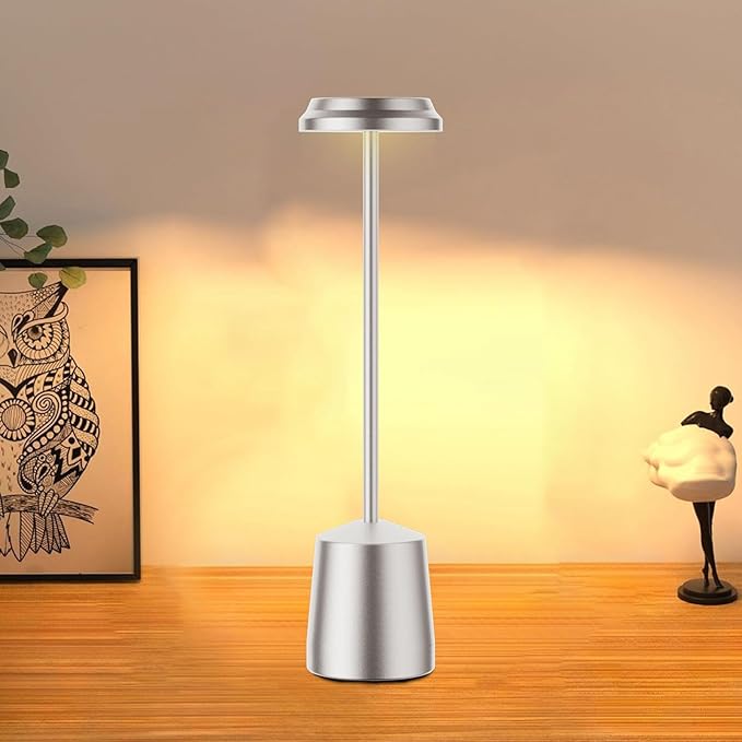LED Cordless Table Lamps, Portable Rechargeable 5000mAh Battery Operated Table Light, 3 Color Stepless Dimming Touch Control, Desk Lamp for Dinner/Bedroom/Restaurant/Bars/Coffee Shop