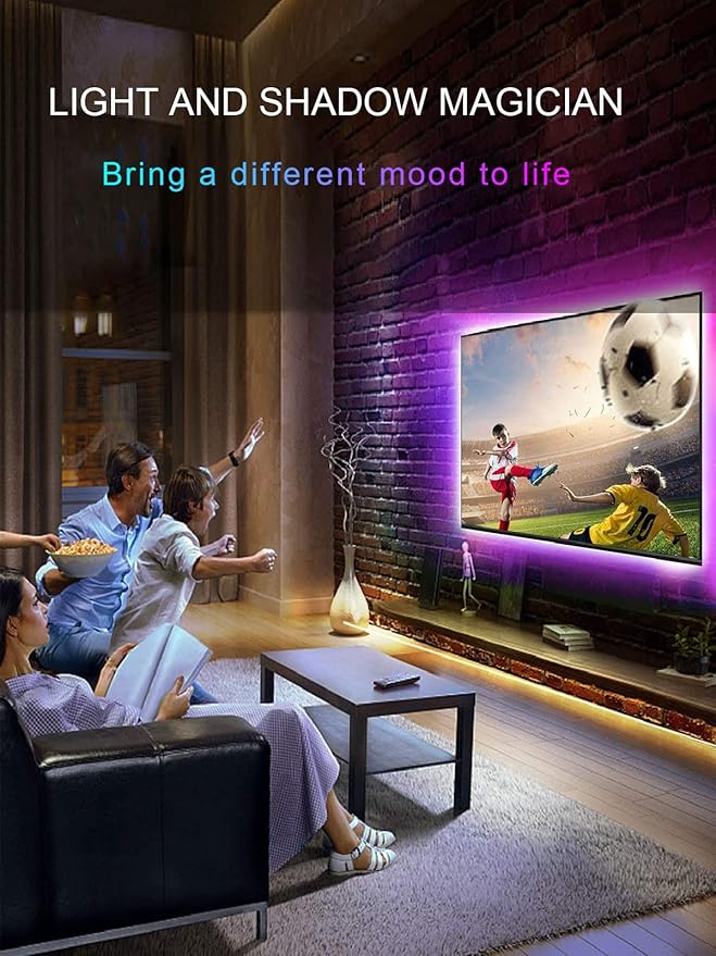 TV LED Backlight, 23ft LED Lights for 70-100 Inch TVs, RGB TV Backlight Behind with Remote, Music Sync Bluetooth APP Control Strip Lights USB Powered for Bedroom, Gaming Room, Home Décor