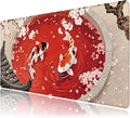 Desk Mat, Japanese Koi Fish XXL 35.4"x15.7"Large Gaming Mouse Pad, 3mm Thick Gaming Keyboard Pad,Desk Pad Non-Slip Rubber Base with Stitched Edges for Office Game Home Decor