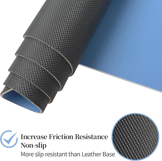 Desk Pad Mat, Leather Desk Mat for Desktop, Blue Computer Mouse Pad Non-Slip, Waterproof Keyboard Mats for Office/Home/Decor, 23.6" x 13.7"