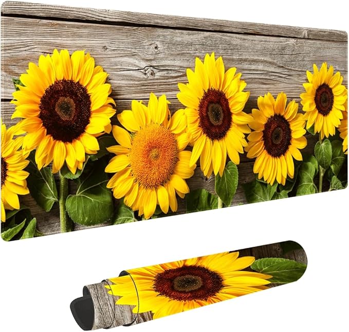 Blooming Sunflowers Non-Slip Rubber Large Mouse pad for Desk,Large Gaming Mouse Pad XXL Extended Mouse pad with Stitched Edges Non-Slip Base Water Resist Pad Desk Mat 35.4x15.7inch