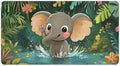Large Ergonomic Gaming Mouse Pad Playful Baby Elephant - Fun Safari Animal Theme with Non-Slip Base Water-Resistant Surface and Stitched Edges 40X75cm