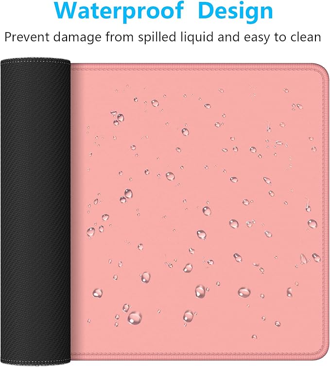 Dapesuom Large Mouse Pad, Extended Gaming Mouse Mat with Stitched Edges, Full Size Desk Mats with Non-Slip Base, Computer Big Desktop Keyboard Pad for Gamer, Laptop, Office, 23.6 x 11.8 in, Rose Pink