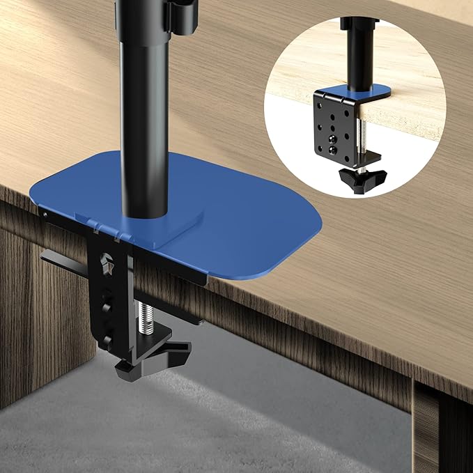 Pholiten Steel Bracket Plate Reinforcement for Glass Desk, Fits Most Monitor Stand Grommet C Clamp Installation Hole