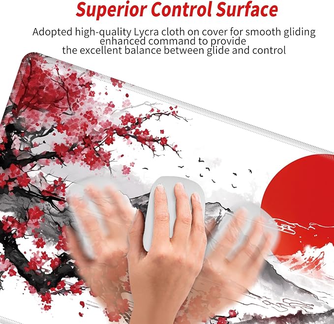 Cherry Blossom Mouse Pad Gaming Desk Mat XL Mousepad 24x12 Desk Pad Sakura Computer Mat Large Mouse Pads for Wireless Mouse Office Laptop Accessories Gift
