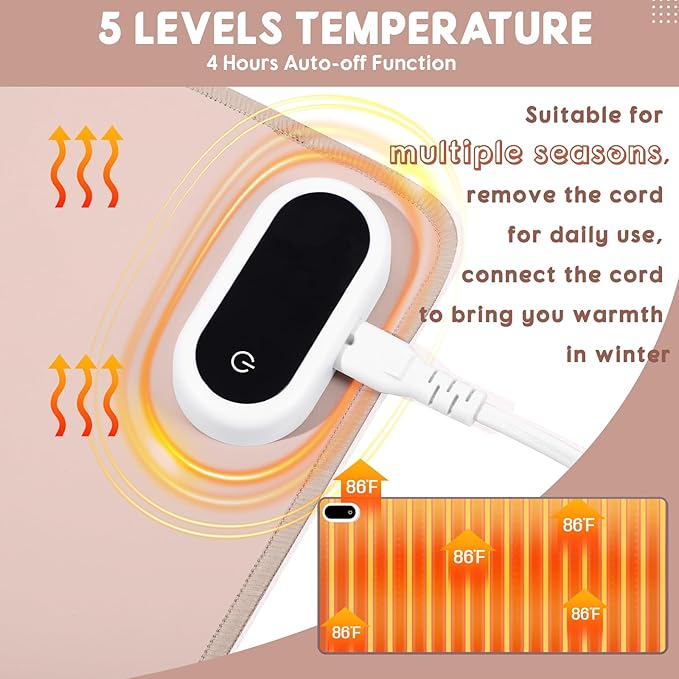 Konohan Heated Desk Pad Warm Mouse Pad, 5 Heating Level & 4 Hour Auto Shut-Off, PU Leather Warm Mouse Mat Heating Keyboard Gaming Mice Warmer Mat Only Supports 110v(Khaki Color,31.5" X 13")