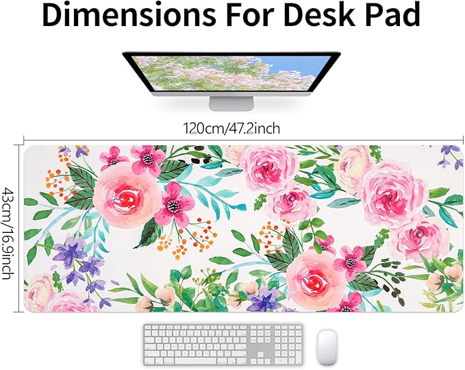 Long Desk Mat, Large Mouse Pad for Desk, Women Girls Waterproof Large Keyboard Pad, Cute Computer Mat for Office Work/Home/Decor/Desktop Accessories (47.2"x16.9")