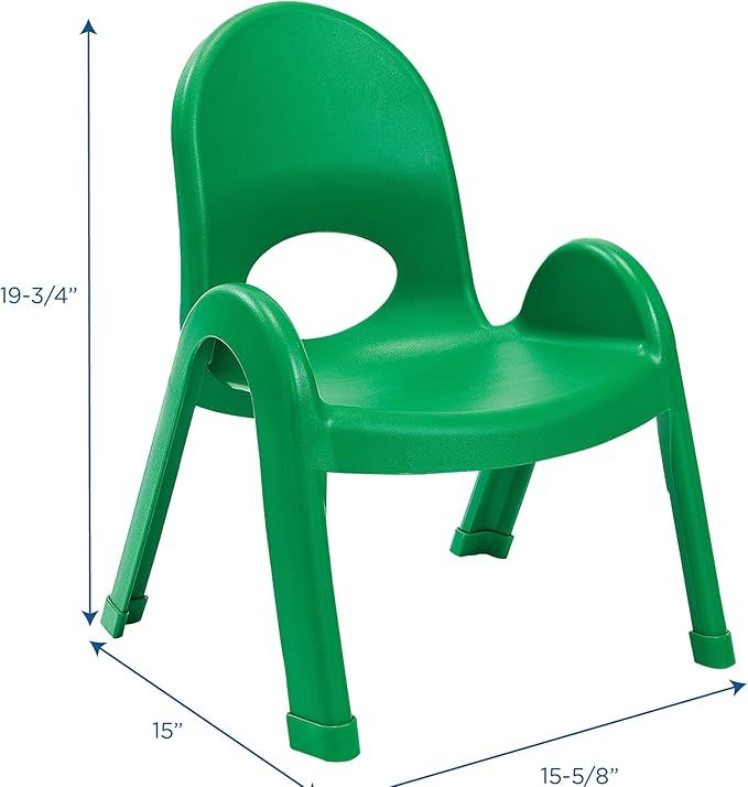 Children’s Factory Value Stack 9" Child Chair, Shamrock Green, 2 Pack, Stackable Ergonomic Seating Solution for Classrooms and Homeschools