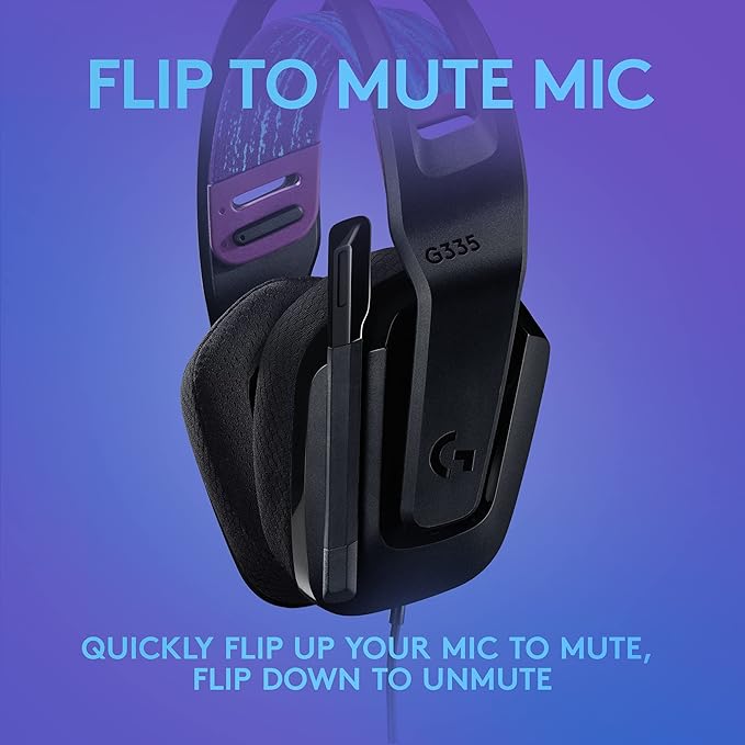 Logitech G335 Wired Gaming Headset, with Flip to Mute Microphone, 3.5mm Audio Jack, Memory Foam Earpads, Lightweight, Compatible with PC, PlayStation, Xbox, Nintendo Switch/Switch 2 - Black