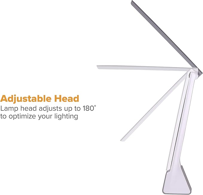 Bostitch Office Rechargeable Battery Led Desk Lamp, 3 Color Temperatures, Flip Open, Gray (KT-VLED1810-GRAY)