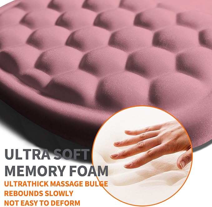 Ergonomic Joint Wrist Support Mouse Pad with Memory Foam Cushion Massage Bump, Carpal Tunnel Mousepad Slope Design for Wrist Rest, 11.8x7.9 in, RosyBrown