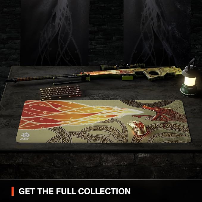 SteelSeries QcK Gaming Mousepad — CS2 Dragon Lore — XXL Dimensions — Sized to Cover Desks — Peak Tracking and Stability — for FPS, Action, RPG Gaming Genres