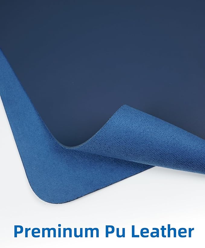 Leather Desk Pad Blotter,Mouse Pad,Office Desk Mat, Non-Slip PU Leather Desk mat,Large Desk mat,Waterproof Keyboard mat for Office/Home/Decor (Midnight Blue,31.5" x 15.7")