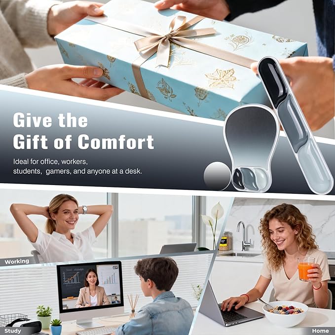 Ospelelf Mouse Pad with Wrist Rest Set Gel Ergonomic Keyboard Wrist Support Anti-Slip Rubber Bottom Office Women Desk Accessories for Computer, Laptop and Gaming, Black and Grey