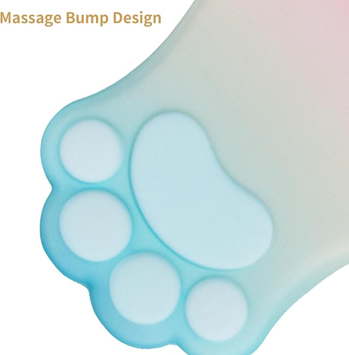 L-SPOUTTO Ergonomic Mouse Pad with Wrist Rest,Cute Cat Paw Mousepad Wrist Support,Comfortable Massage Design Computer Pain Relief Mouse Pad with Non-Slip PU Base for Desk Laptop Gaming,Rainbow