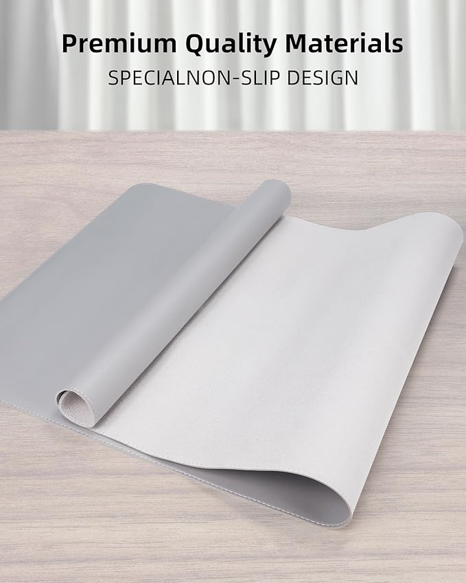 Large Desk Mat 55"x24" - Premium Non-Slip Desk Pad, Waterproof and Scratch-Resistant Office Desk Protector, Large Desk pad Workspace Mat for Home and Office(Light Grye)