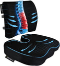 Seat Cushion & Office Chair Cushion, Lumbar Support Pillow for Office Chair, Ergonomic Memory Foam Non-Slip Office Chair Cushion, Back Support Cushion for Tailbone & Coccyx Comfort, Black
