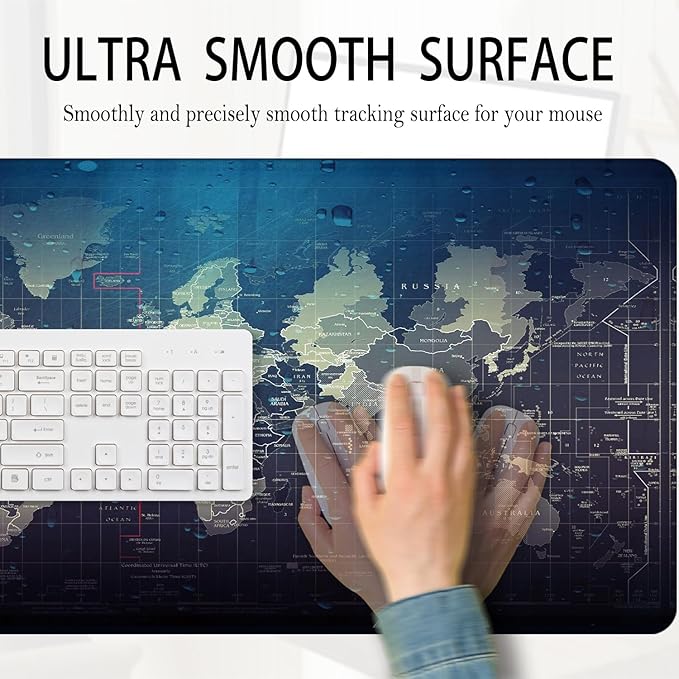 World Map Mouse Pad 31.5x15.7inch, Map of The World Mouse Pads for Wireless Mouse Computers Laptop Desk Accessories