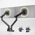 monTEK Dual Monitor Stand for 2 Screens 17 to 35 Inch, Heavy Duty Monitor Mount Arm, VESA Mount Desk Stand with C-Clamp/Grommet Base, Holds up to 24.3 lbs Per Arm, VESA 75/100mm, Gray