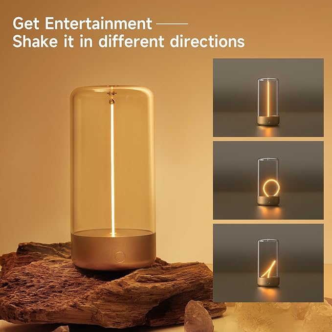 AUGE LIGHT Mini Minimalist Table Lamp Cordless Lamp Rechargeable Table Lamp Portable Nightstand Lamps Desk Lamps for Home Office Unique Ambient Light Mood Lighting for Desk Decor Beside(Golden)