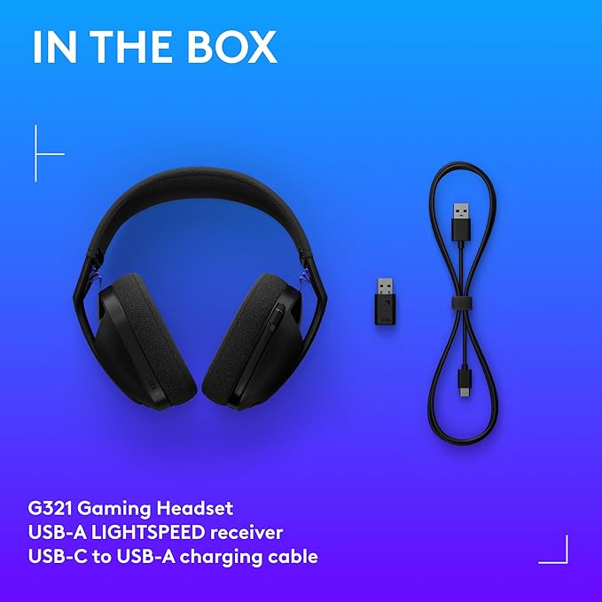 Logitech G321 Lightspeed Wireless Bluetooth Gaming Headset, Dynamic Comfort and fit, 16 kHz Boom mic, 20+ hrs Battery, PC, PS4, PS5, Nintendo Switch, Mobile - Black