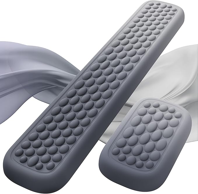 Lekvey Ergonomic Keyboard Wrist Rest, Silky Memory Foam with Massage Points Carpal Tunnel Support Wrist Pad Set for Office/Gaming, Typing Comfort, Gray-Black Gradient