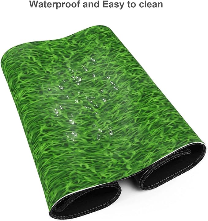 Large Mouse Pad XXL, Green Grass Print Gaming Mouse Pad, Big Desk Mat with Stitched Edges Mousepad for Gaming Keyboard Computer Laptop Office, 31.5'' X 12''
