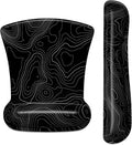 ITNRSIIET Mouse Pad Wrist Support Keyboard Wrist Rest Pad Ergonomic Mousepad Non-Slip Memory Foam Keyboard Pad Easy Typing Pain Relief Perfect for PC Laptop Gaming Office, Topographic Contour Black