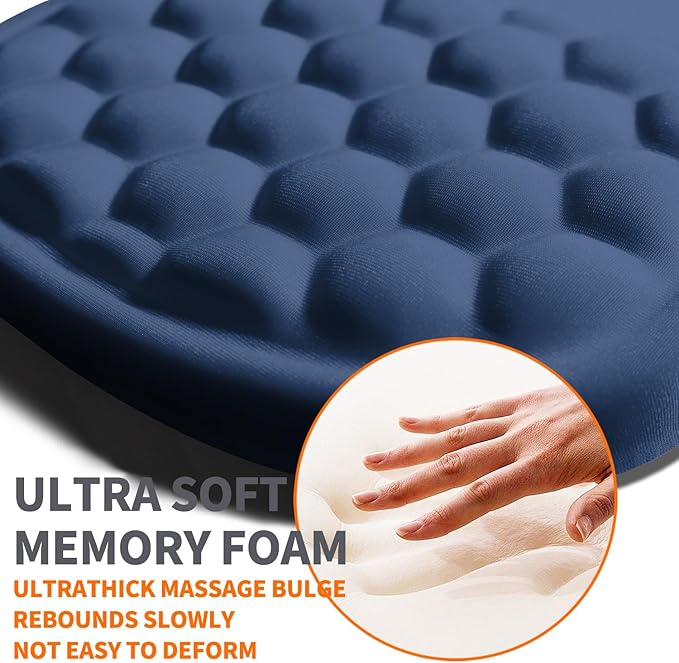 Ergonomic Joint Wrist Support Mouse Pad with Memory Foam Cushion Massage Bump, Carpal Tunnel Mousepad Slope Design for Wrist Rest, 11.8x7.9 in, Dark Steel Blue