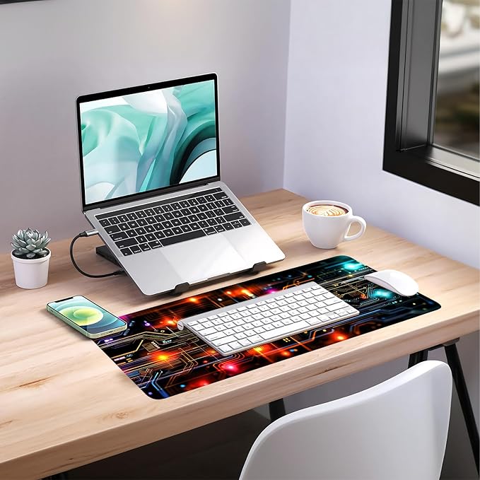 Lighting Extended Gaming Mouse Pad 31.5x11.8inches Large Desk Mat Anti-Slip Rubber Base & Durable Stitched Edges for Gamers Smooth Mouse Writing Surface for Desk Office/Home